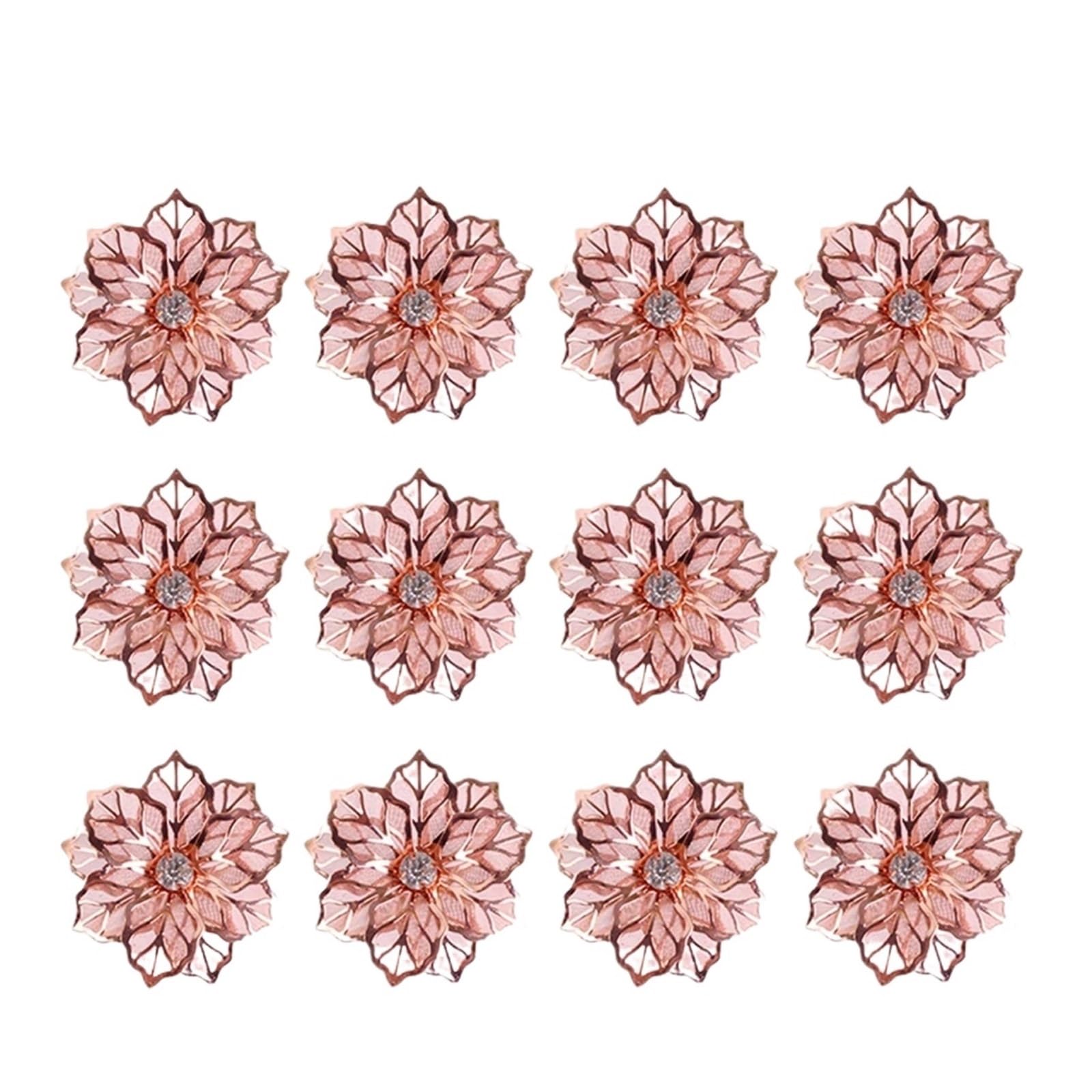napkin rings Leaf Napkin Rings Buckle Holder for Christmas Thanksgiving Wedding Dinnig Table Decoration(Leaf rose gold 12pcs)
