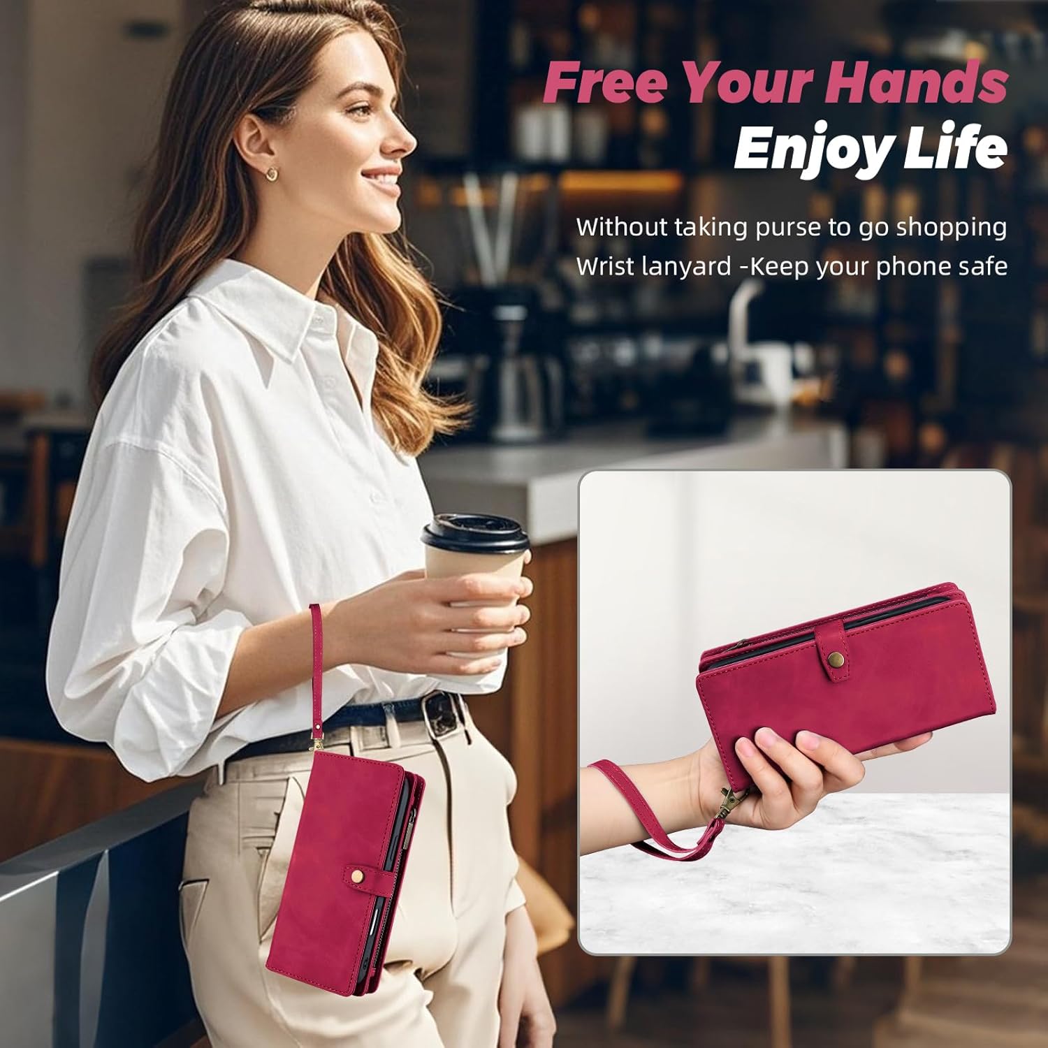 TwoHead Wallet Case Compatible with iPhone 17 Pro,Detachable,Magnetic,11 Cards Holder,PU Leather All-Round Protective Phone Case with Change Pocket(6.3 in,Wine Red)