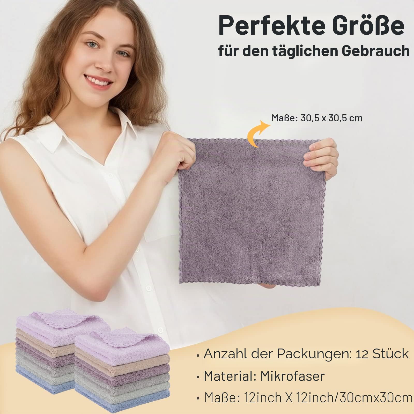 SUNLAND 12pack Mikrofaser Abschminktuch wiederverwendbar Makeup Entferner Tuch waschbar Gesichtstücher Mehrfarbig 30 x 30 cm