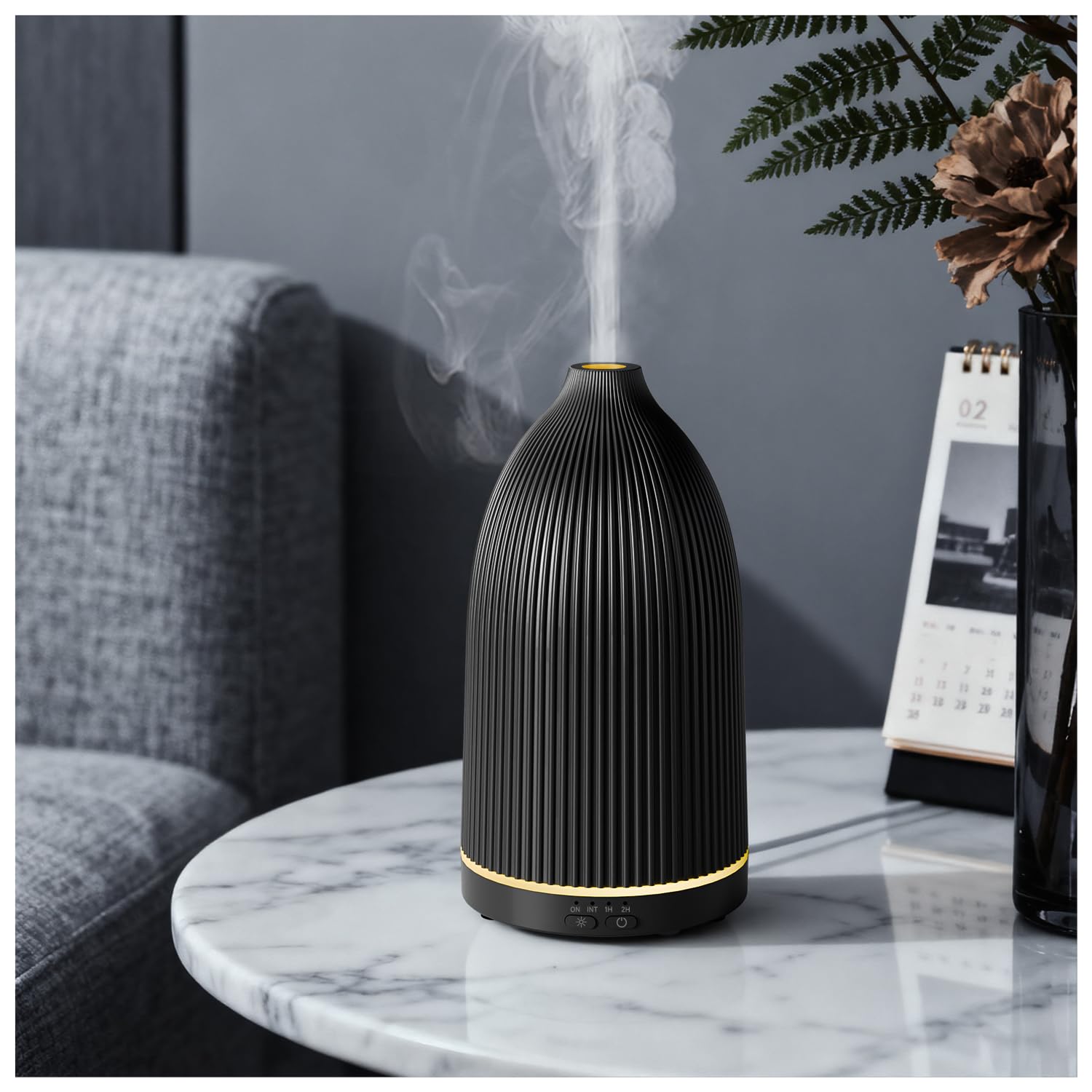SALKING Essential Oil Diffuser, 100ml Aromatherapy Diffusers with Adjustable Mist Mode Timer, Ultrasonic Cool Mist Humidifier for Essential Oils with 8 LED Colour Light, for Office Home ((Black)