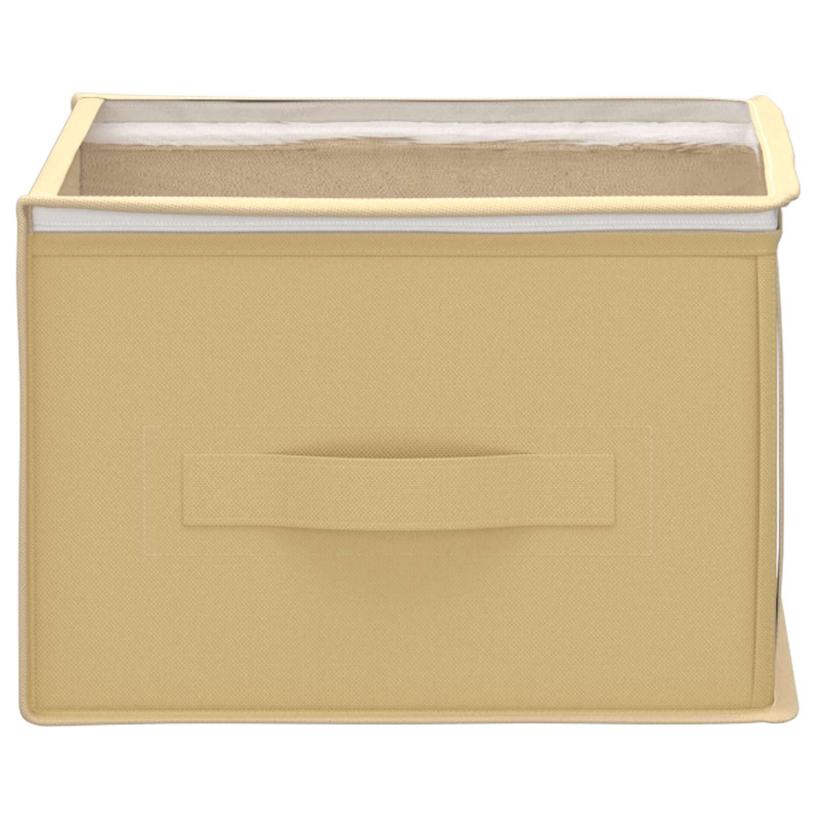 Caja de almacenamiento con ventana de PVC transparente, tela no tejida, 50 x 30 x 25 cm, juego de 2 unidades, crema para ordenar debajo de la cama, visión general transparente y extracción