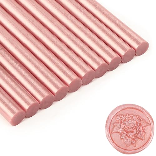Gartful Palitos de cera para pistola de pegamento rosa champán palitos de pegamento termofusible de tamaño completo para sello de sello invitaciones