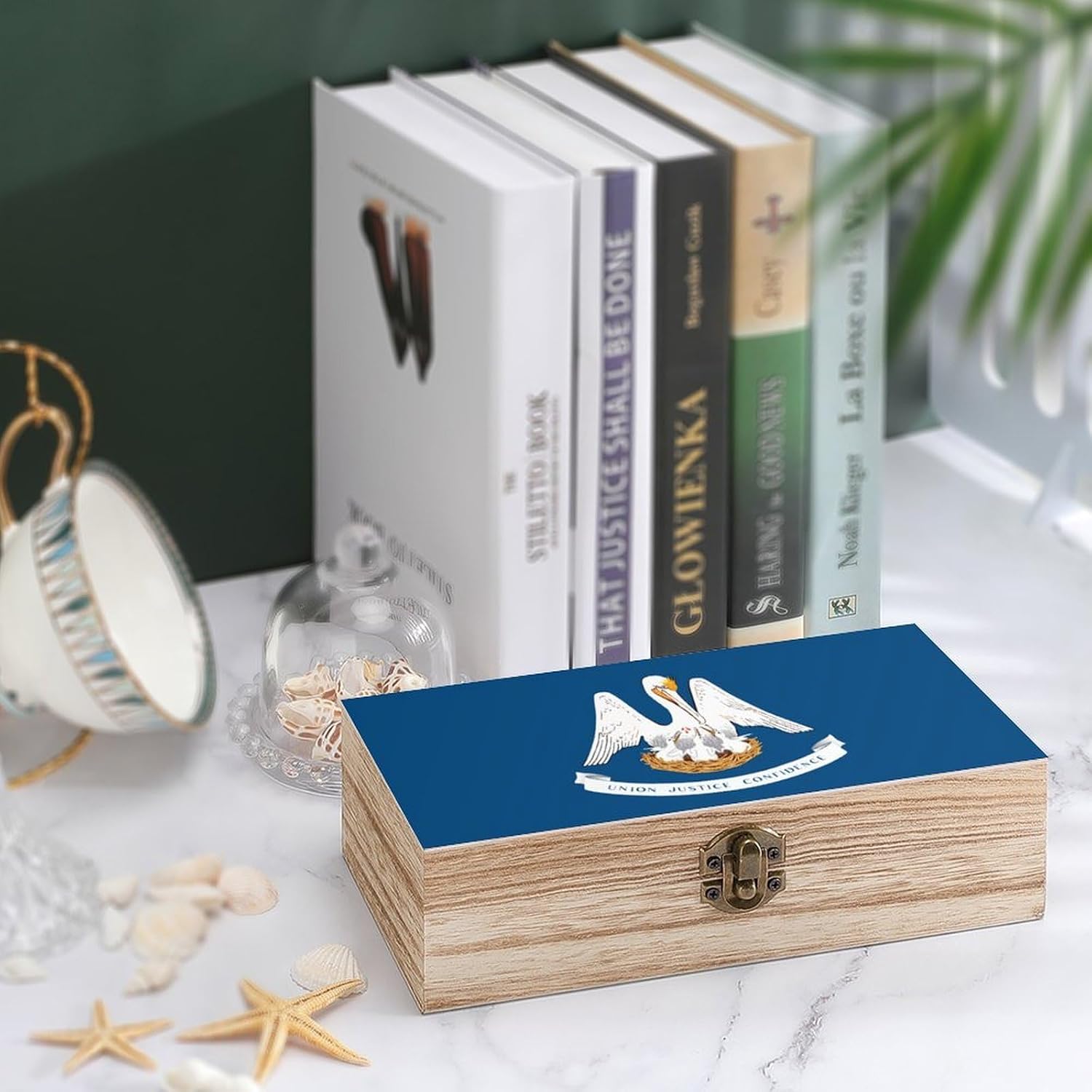 Louisiana Flag Funny Storage Boxes with Lid Wood Home Organizer image 4