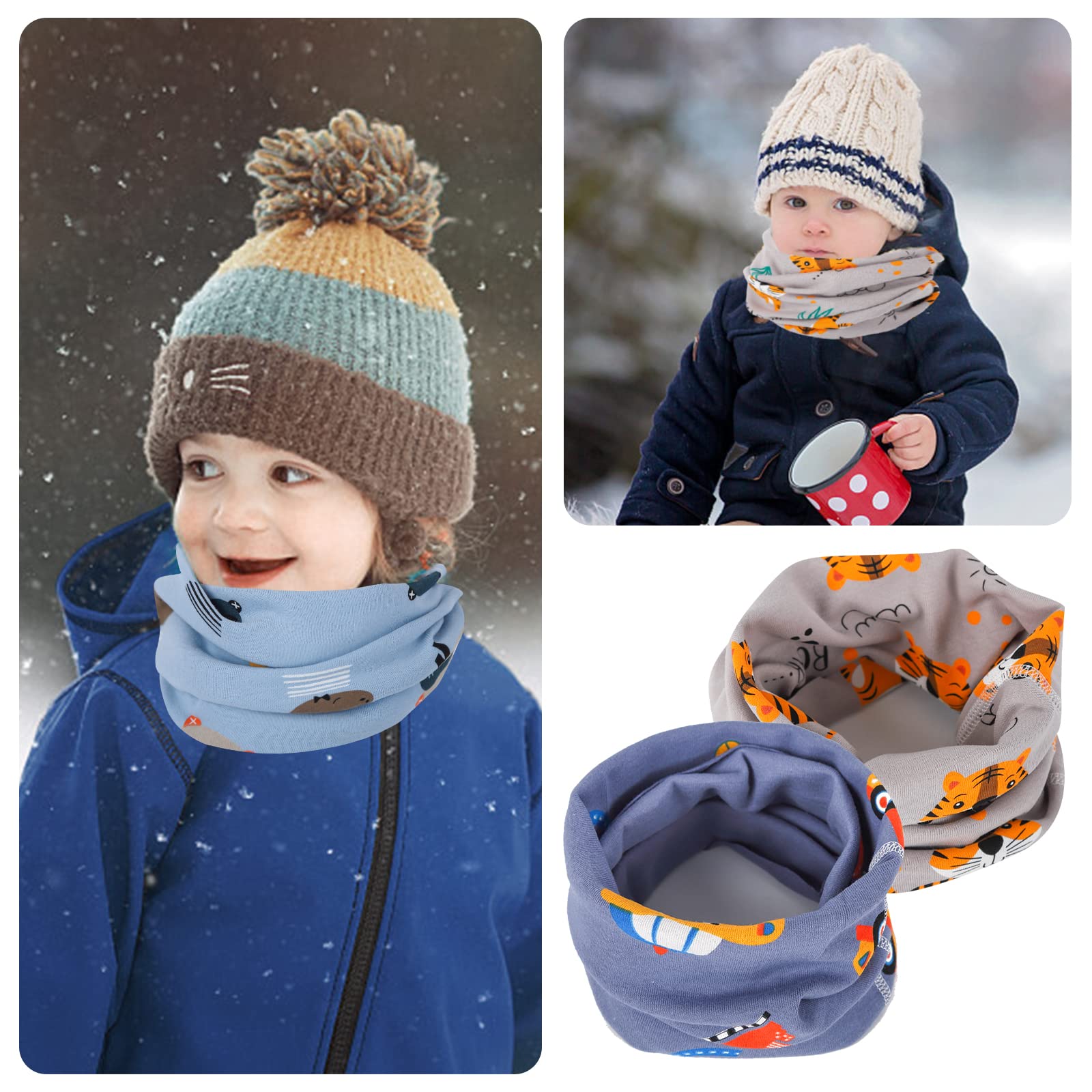 Bufanda Cuello Algodón Niños Bebés Invierno 4 Piezas