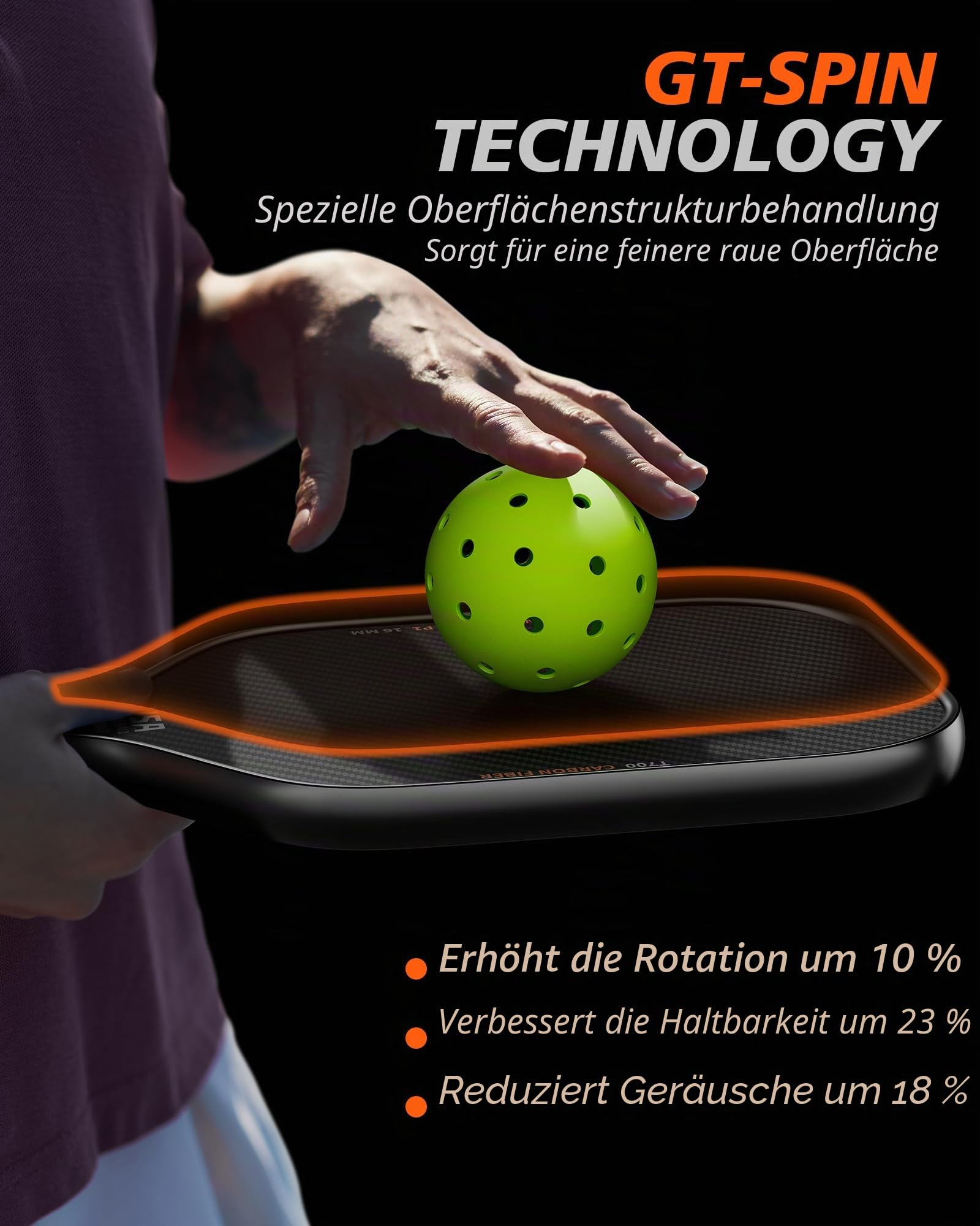 P1 Pickleball Schläger, 3K+T700 Pickleball racket Paddel Set, USAPA-zugelassener Pickleballschläger für Power und Kontrolle, 16 mm Polymer-Wabenkern, strukturierte Karbon-Körnung-Oberfläche für