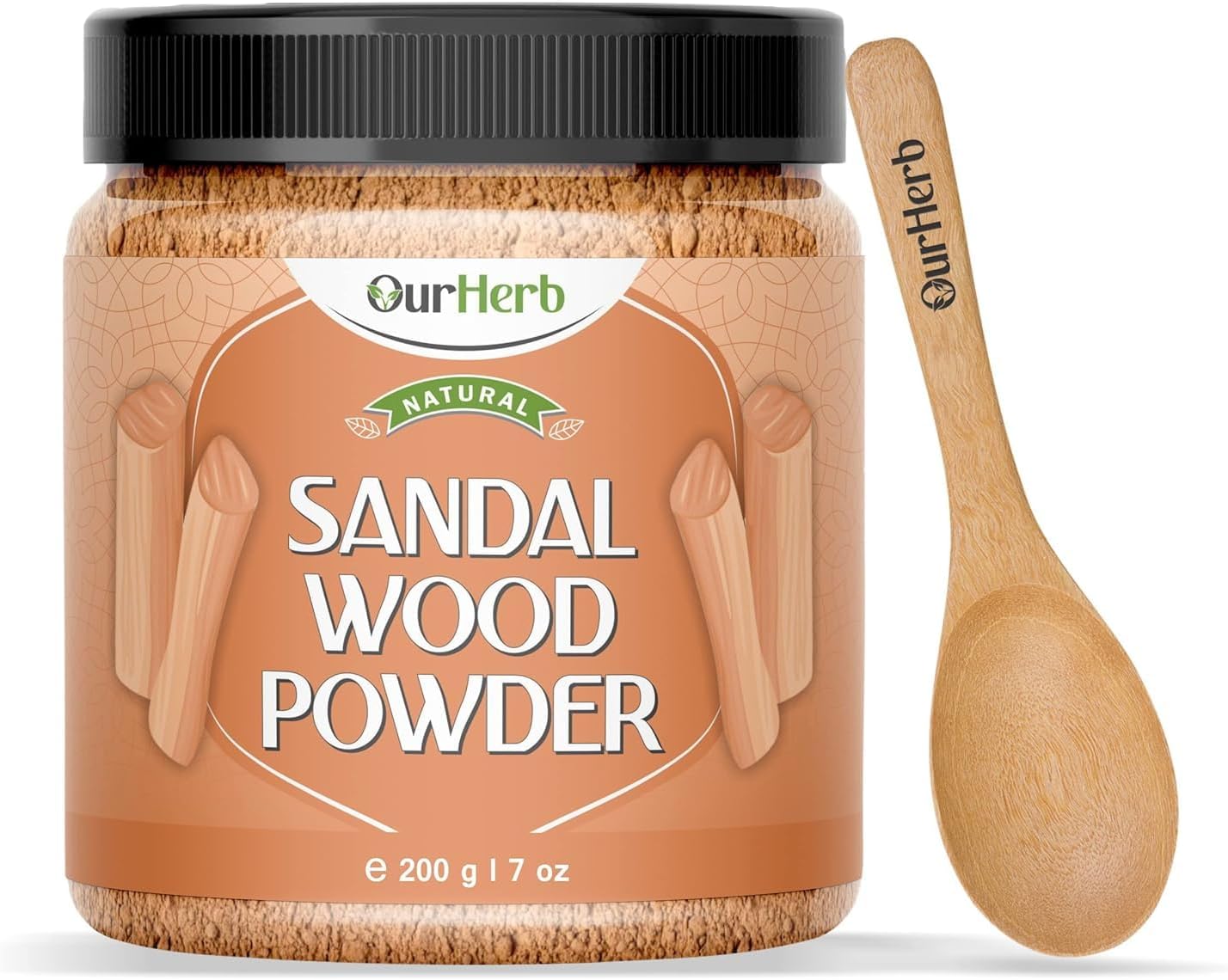 Organic Sandalwood Powder Face Pack for Glowing Skin & Tan Removal - Pure, Natural Effective Facial Treatment with Santalum Album Chandan Powder, Includes Wooden Spoon - 200g
