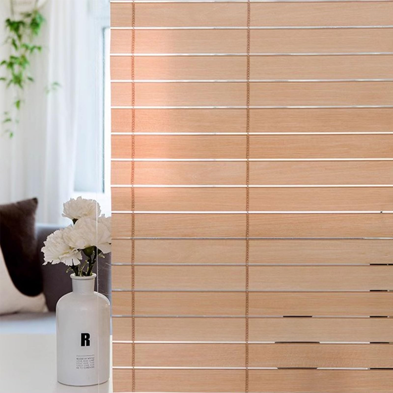 Eiauiuo 3D Window Film For Privacy – Static Cling Decorative Film, Non-Adhesive Opaque Glass Sticker, Anti-UV Heat Insulation, Sun Protection, Privacy Film For Home & Office(Khaki,90x200cm)