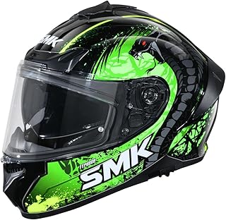 SMK Reptile ISI ECE & DOT Certified Full Face Dual Visor Helmet for Men and Women with Pinlock Fitted Clear Visor and Inne Price In India