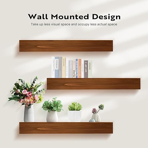 Miniatura 5 de VIVOHOME Mantel de chimenea de 48 pulgadas para montar en la pared, estante flotante de madera de abeto macizo, estructura hueca para sala de estar,