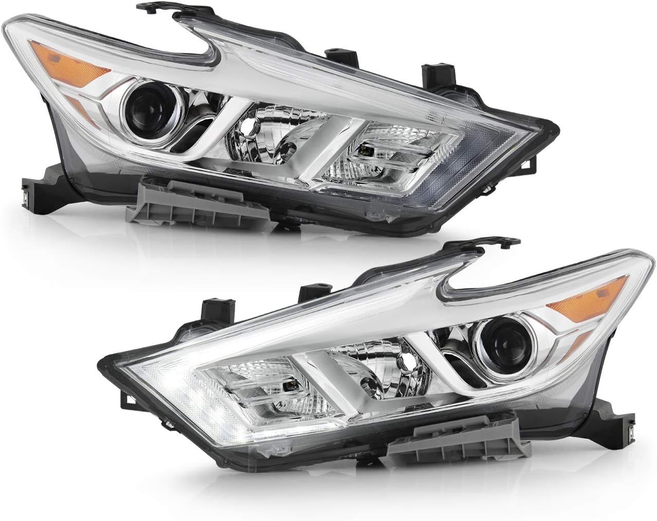 AKKON - Fits 2016-2018 Maxima S SL SV Sedan LED DRL Running Turn Signal Black [Halogen Type] Headlights Pair Driver + Passenger