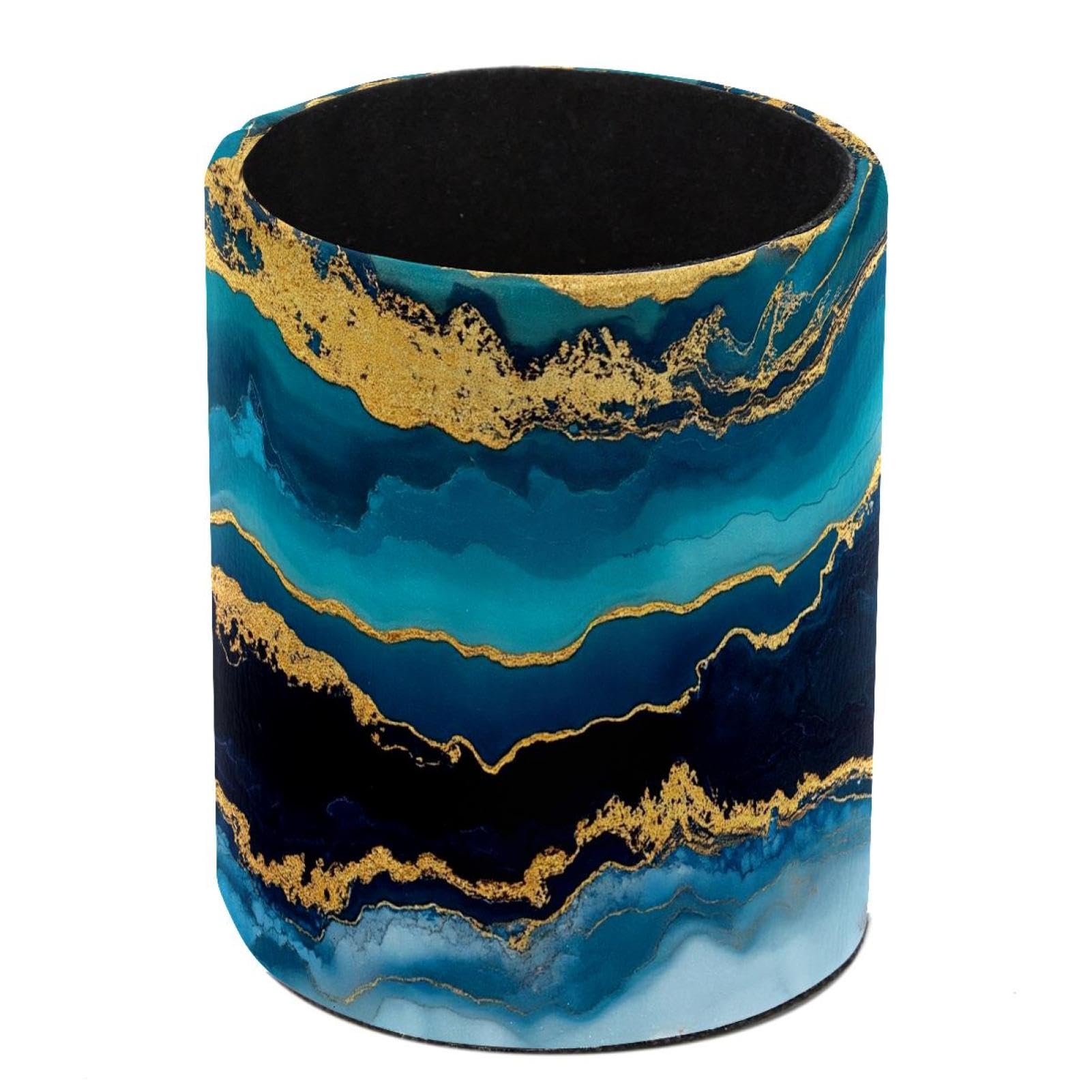 HEOEH Marble Texture Pen Holder for Desk, PU Leather Pencil Holder Pen Cup Marker Holder Makeup Brush Holders, Desk Accessories & Workspace Organizers for Home, Office