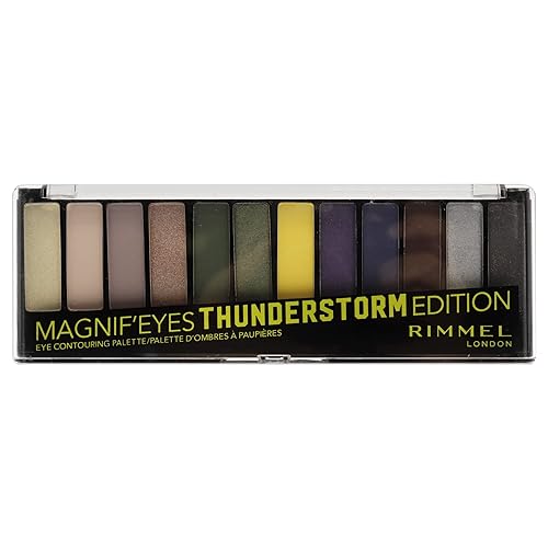 Miniatura 1 de Rimmel London Magnif'Eyes Paleta de sombras de ojos, 12 tonos, fórmula mezclable, versátil, 010, tormenta eléctrica, 0.5 onzas