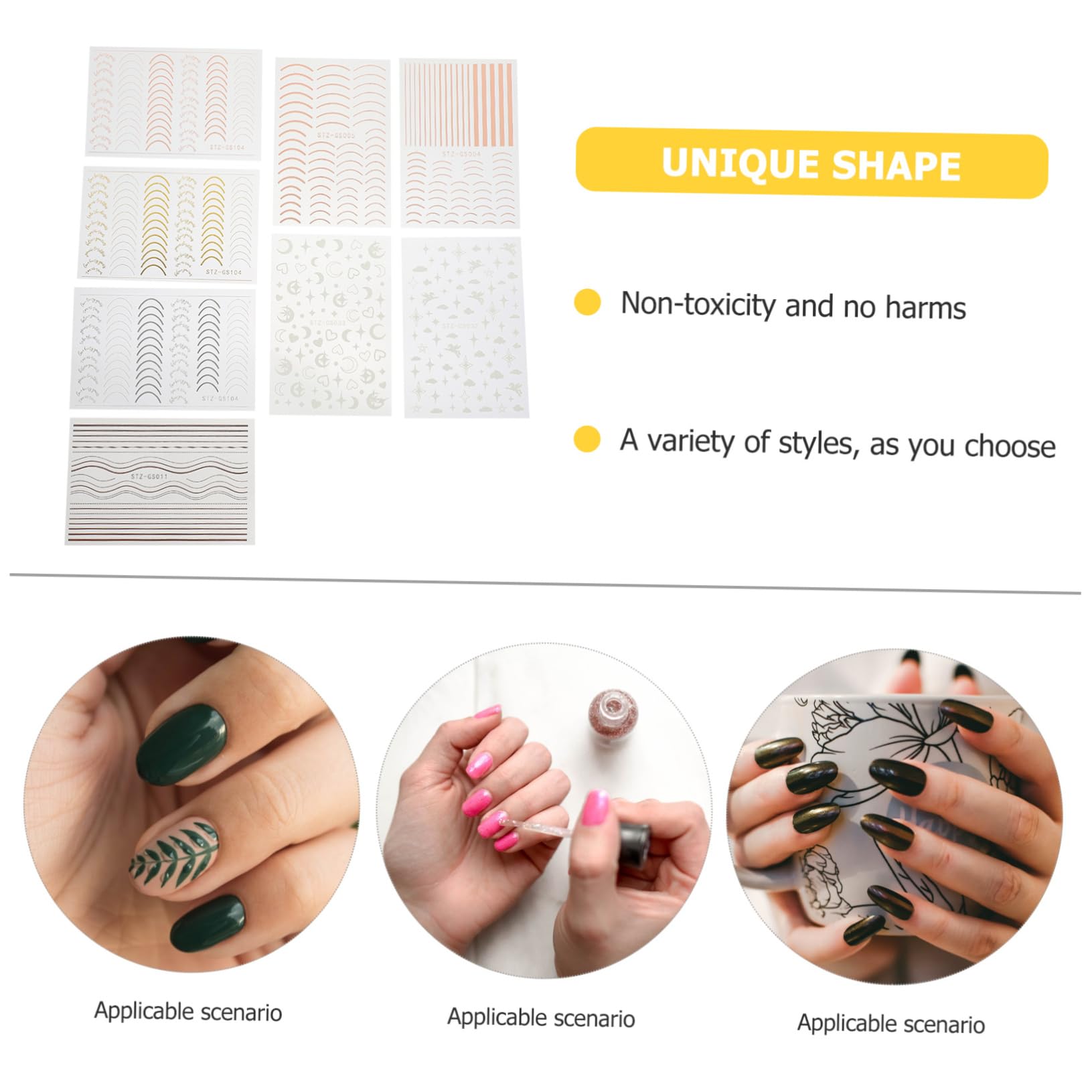 Healeved 40fogli Adesivi Decorativi Per Unghie Nail Art Facile Da Applicare Design Elegante Per Manicure Fai Da Te Adesivi Autoadesivi e Perfetti Per Ogni Occasione