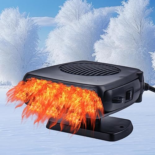 Calentador de automóvil, desempañador portátil de 12 V 200 W, ventilador de calentamiento rápido 2 en 1 con asa, enchufe 2026 en encendedor de