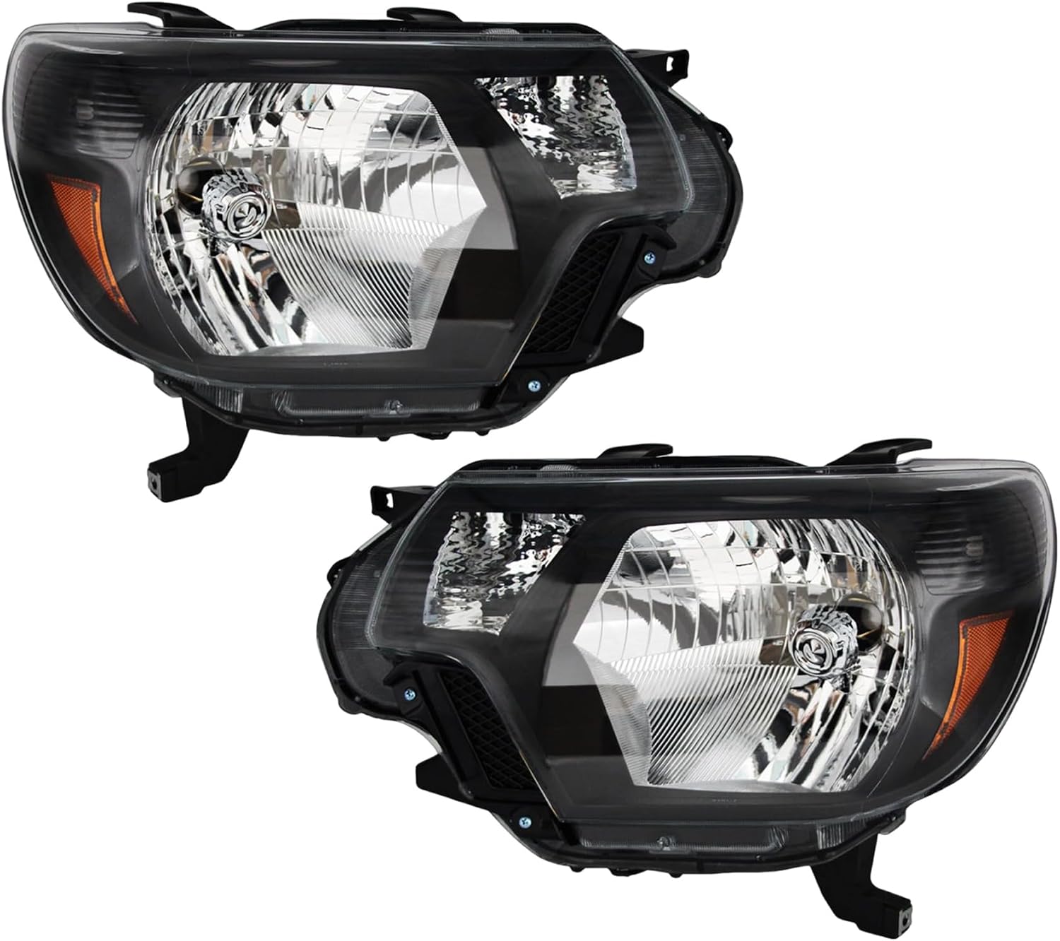Headlights Assembly Compatible for 2012-2015 Toyota Tacoma Front Light Headlamp Black Housing Amber Reflector Clear Lens ‎Replacement Driver and Passenger Side