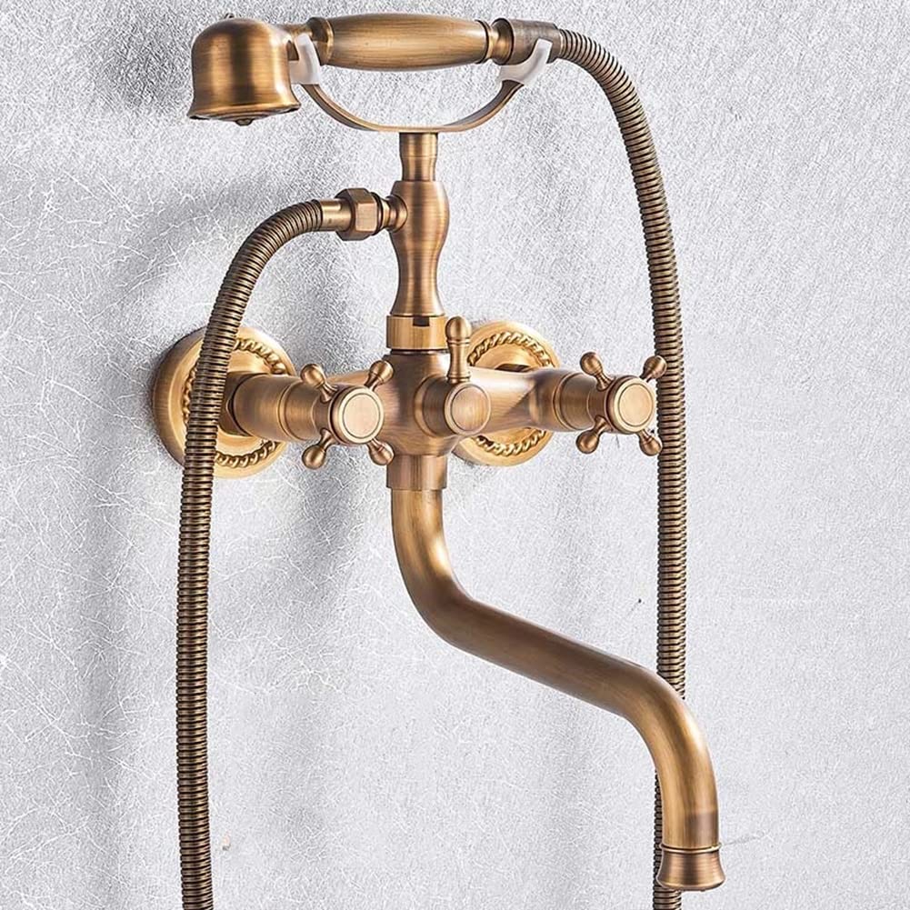 Robinet baignoire mural laiton vintage rétro avec douchette chic pour une robinetterie ancienne