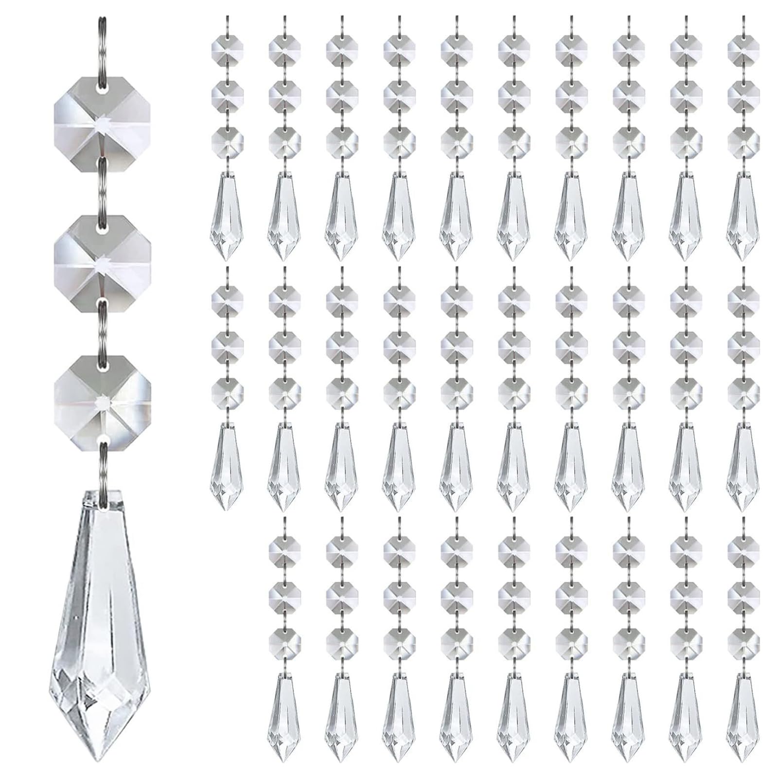 Sturdy Acrylic Snowflake Ice Sticks Christmas Decorations with Teardrop Balls, 30Pcs Clear Shatterproof Holiday Tree Ornaments Snowflake Ice Sticks Christmas Decorations