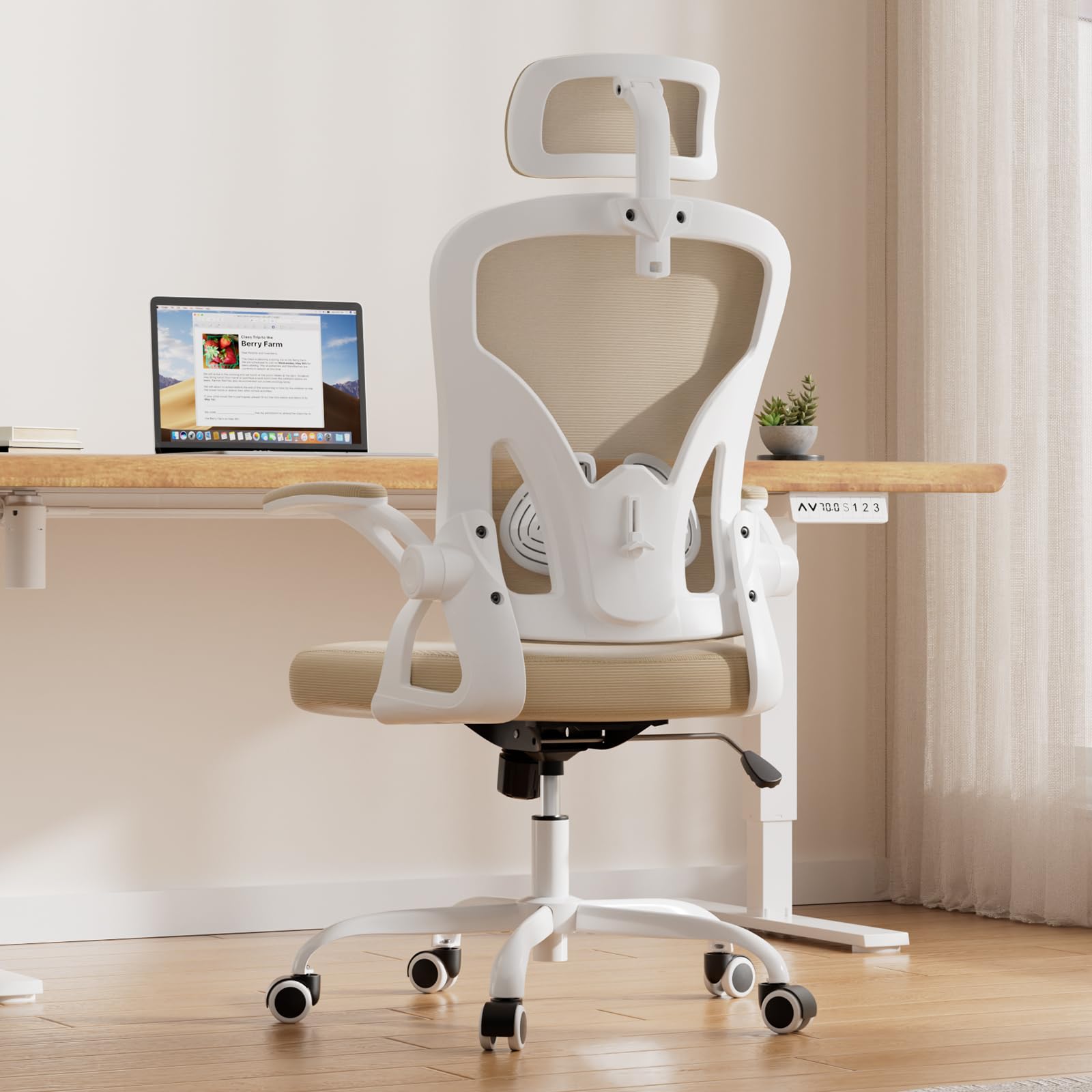 Farini Silla de Oficina ergonómica, Silla de Escritorio de Oficina en casa con reposacabezas, Silla de computadora de Respaldo Alto con reposabrazos y Soporte Lumbar Ajustable para Oficina en casa