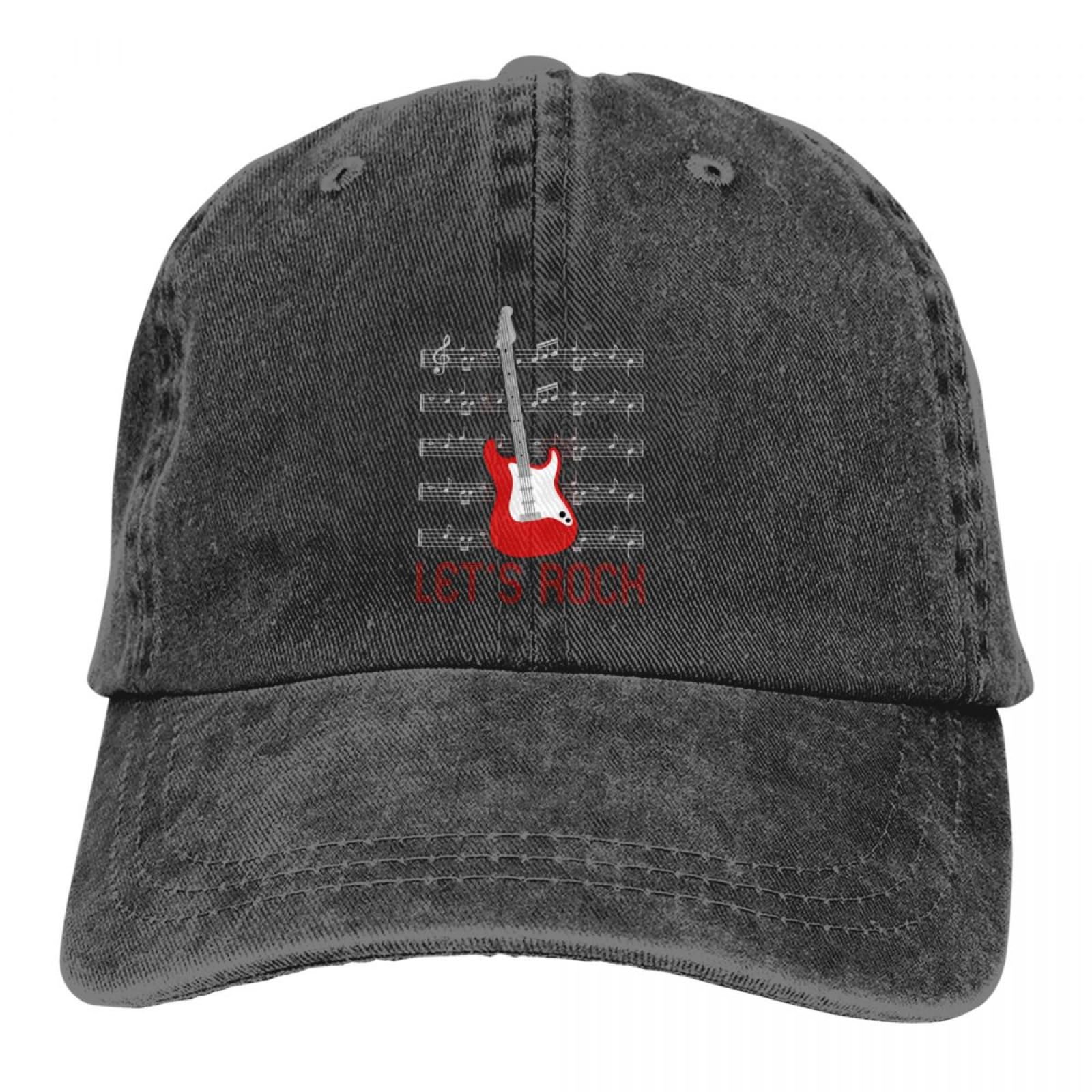Aeikhaec Unisex Color Baseball Caps Fashion Washed Men's Baseball Cap Lover Lets Rock Notes Trucker Snapback Cowboy Caps Dad Hat Guitar Rock Golf Hats