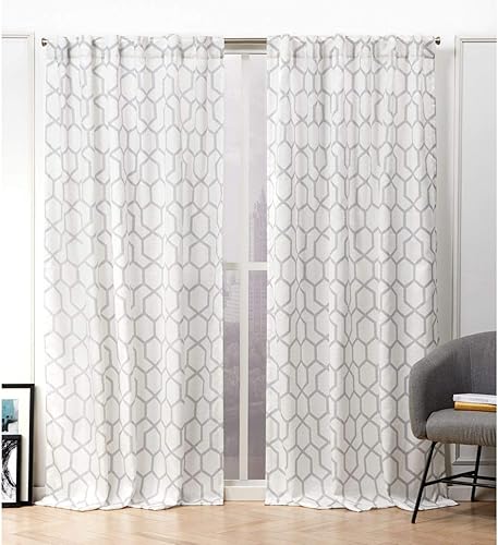 Miniatura 14 de Nicole Miller Hexa - Par de paneles de cortinas filtrantes de luz, pestañas ocultas y bolsillo para barra en la parte superior, 54 x 96 pulgadas,