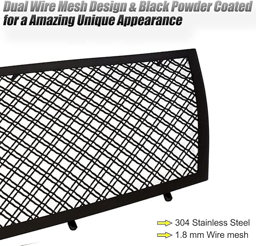 Miniatura 3 de Compatible con Cadillac CTS 2008-2013 y Cadillac CTS Coupe 2011-2013 Negro Acero inoxidable Doble Malla de Alambre Rejilla Inserto Combo