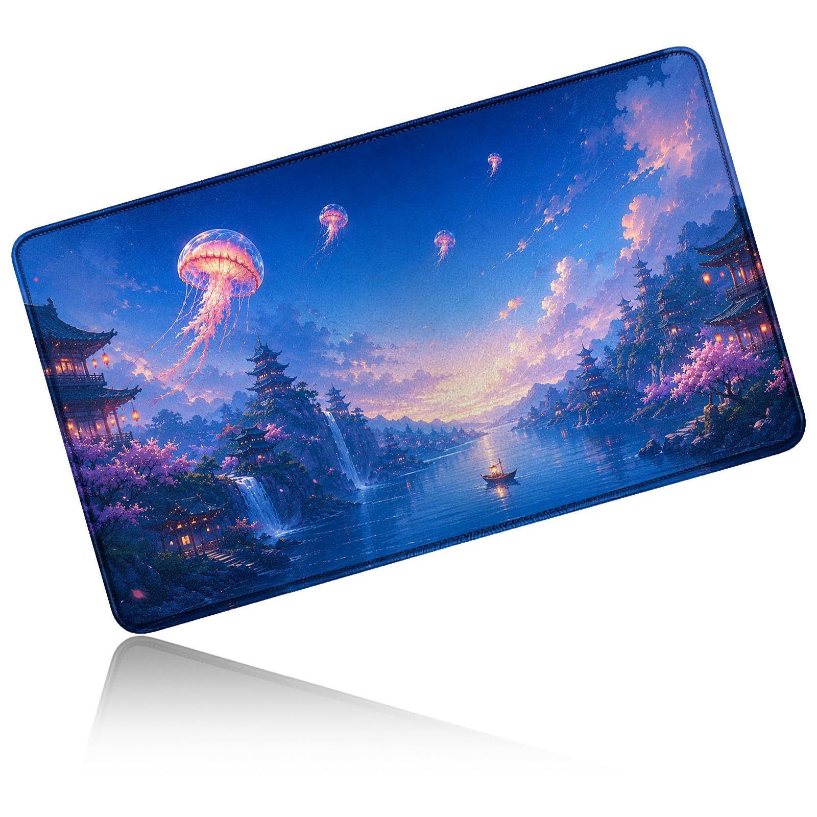 Dikoer for MTG/TCG Playmat 24" x 14" Commander Deck Mat, Jellyfish Pavilion