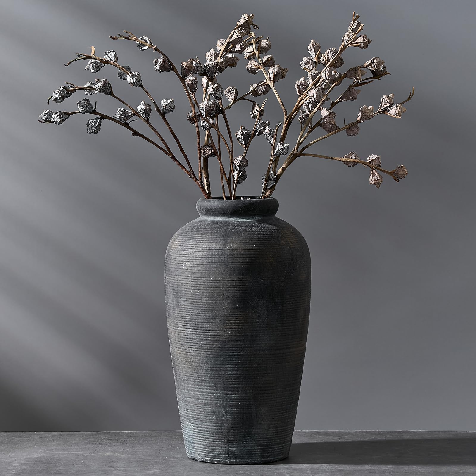 Vaseking Large Ceramic Rustic Vase, 11 inch Minimalist Decorative Vase, Farmhouse Tall Vase for Home Decor, Living Room, Shelf Decor, Enterway, Table Decoration, Bronze