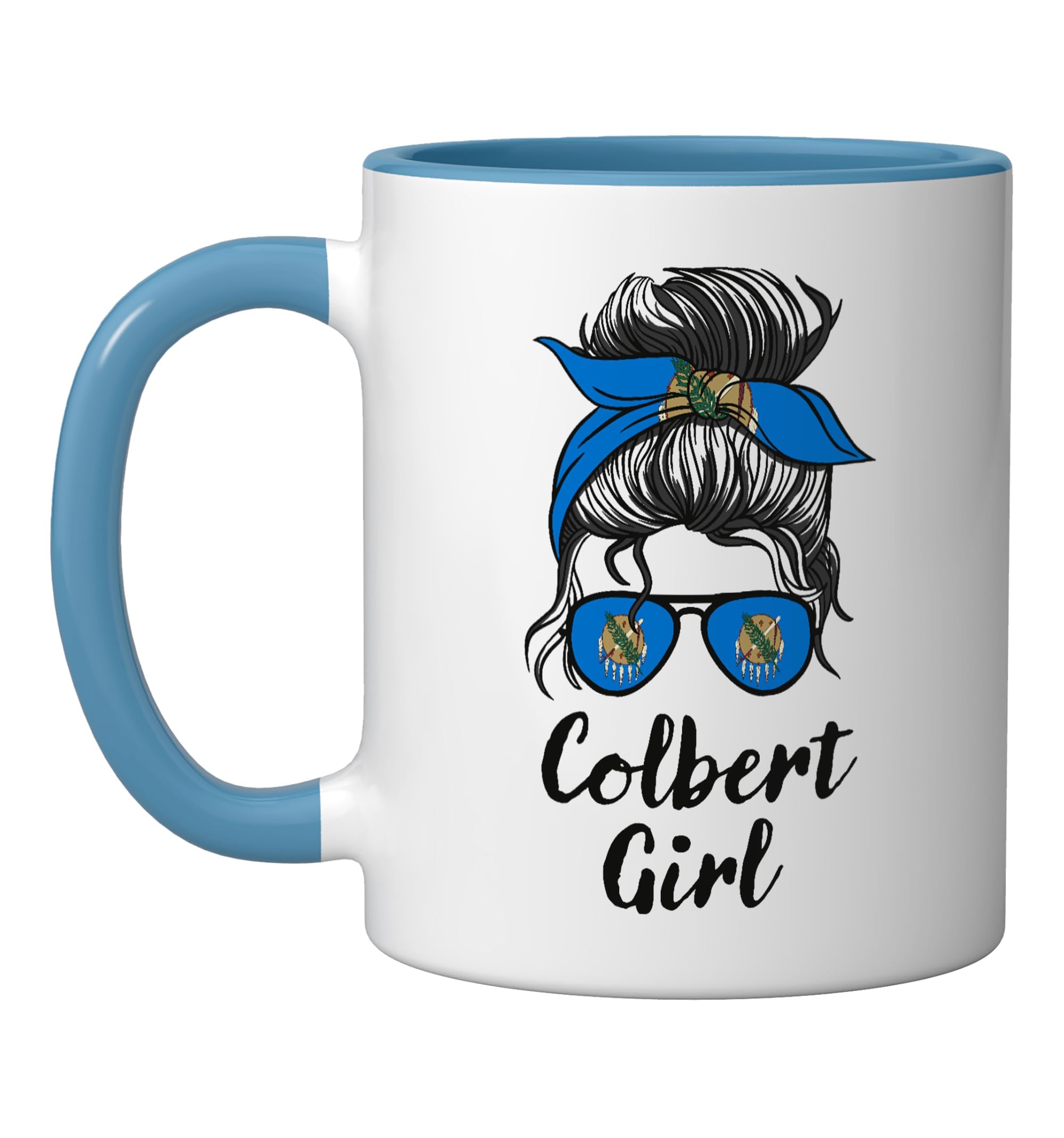 Colbert Oklahoma Women Girl Ceramic Mug, Blue/White, 11oz