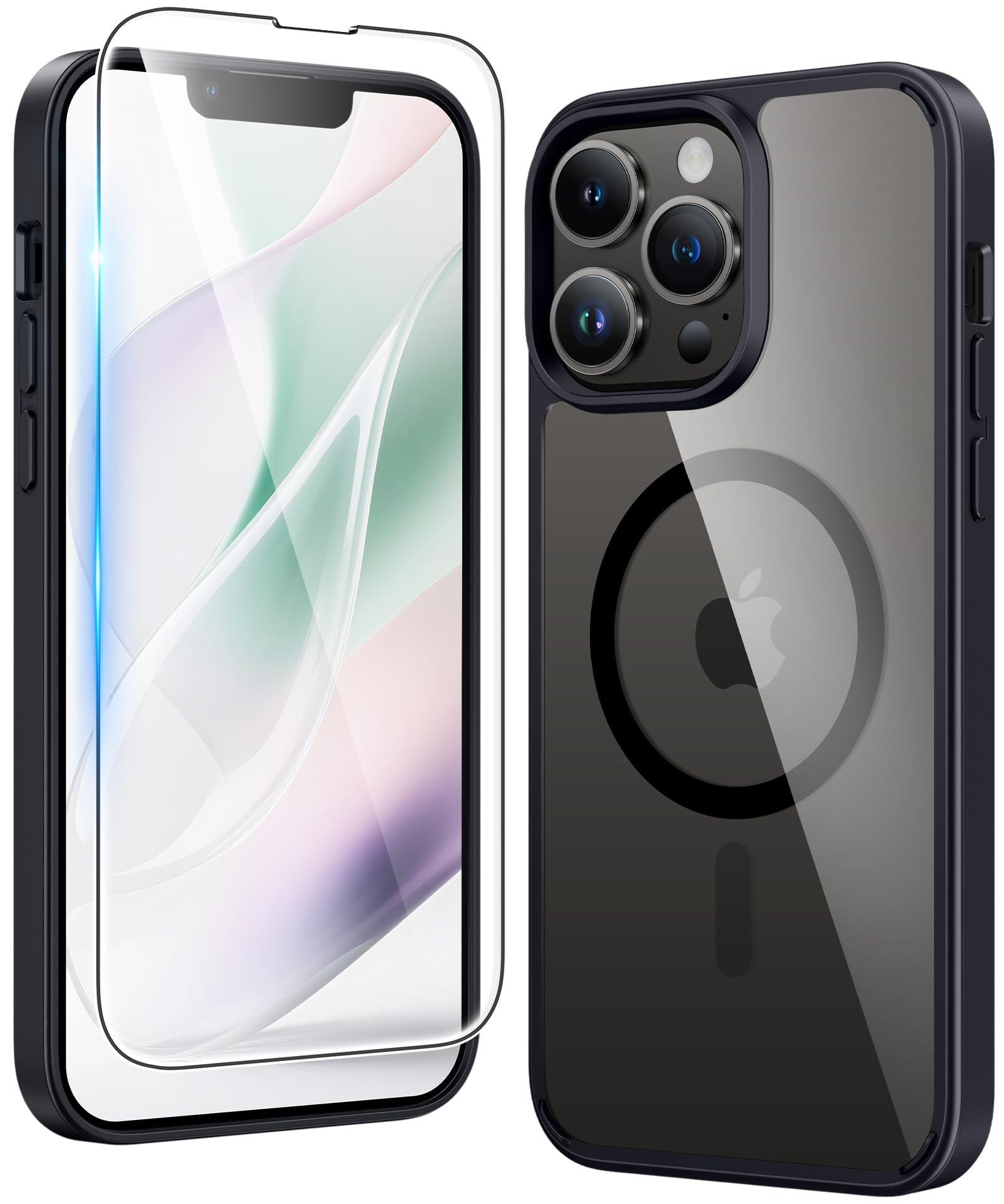 FNTCASE for iPhone 13 Pro Case Compatible with Magsafe Clear Phonecase | Screen Protector, Military Grade Drop Protection, Slim Magnetic Phone Cases, Shockproof Bumper, Transparent Cell Cover