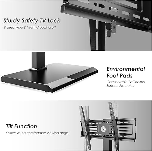 Miniatura 33 de FITUEYES - Soporte giratorio de suelo para TV, base de hierro, con ménsulas de montaje, para ahorro de espacio; para televisores LCD, LED, OLED,