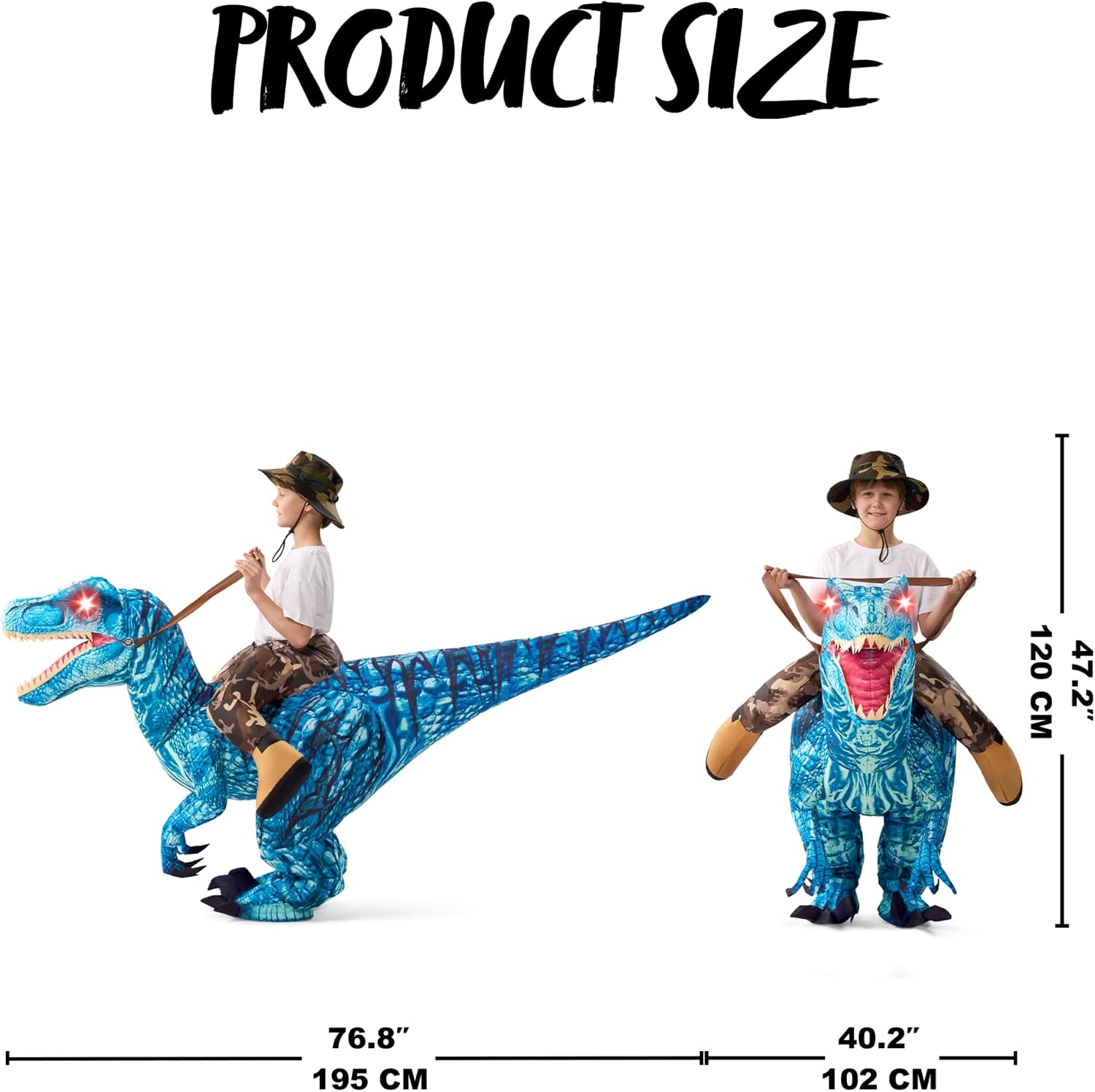 Spooktacular Creations Inflatable T.rex Costume Kids, Blow up Ride on Dinosaur Suit Boys Girls for Halloween Cosplay Party