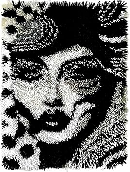Monochrome Muse Latch Hook Kit, Easy DIY Yarn Art Kit for Home Decor | Complete DIY Rug Making Kit with Soft Pre-Cut Yarn for Beginners, Adults and Seniors, 23.6x15.8 Monochrome Muse