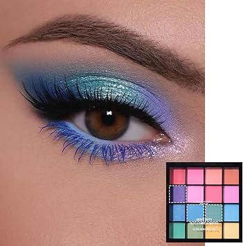 Rainbow Eyeshadow Make up Palette, 16 Colors Colorful Glitter Matte Eye Shadow Pallets, Orange Red Purple Eyes Makeup, Highly Pigmented Shimmer Gift for Girls Women Christmas