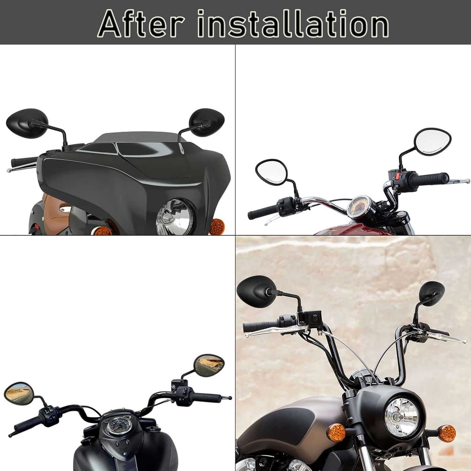 Motorcycle Mirrors, Rear View Mirror Accessories 10mm Chrome Rearview Mirror For Indian Chief Classic Chieftain 2014-2022 Roadmaster Scout Bobber (black)