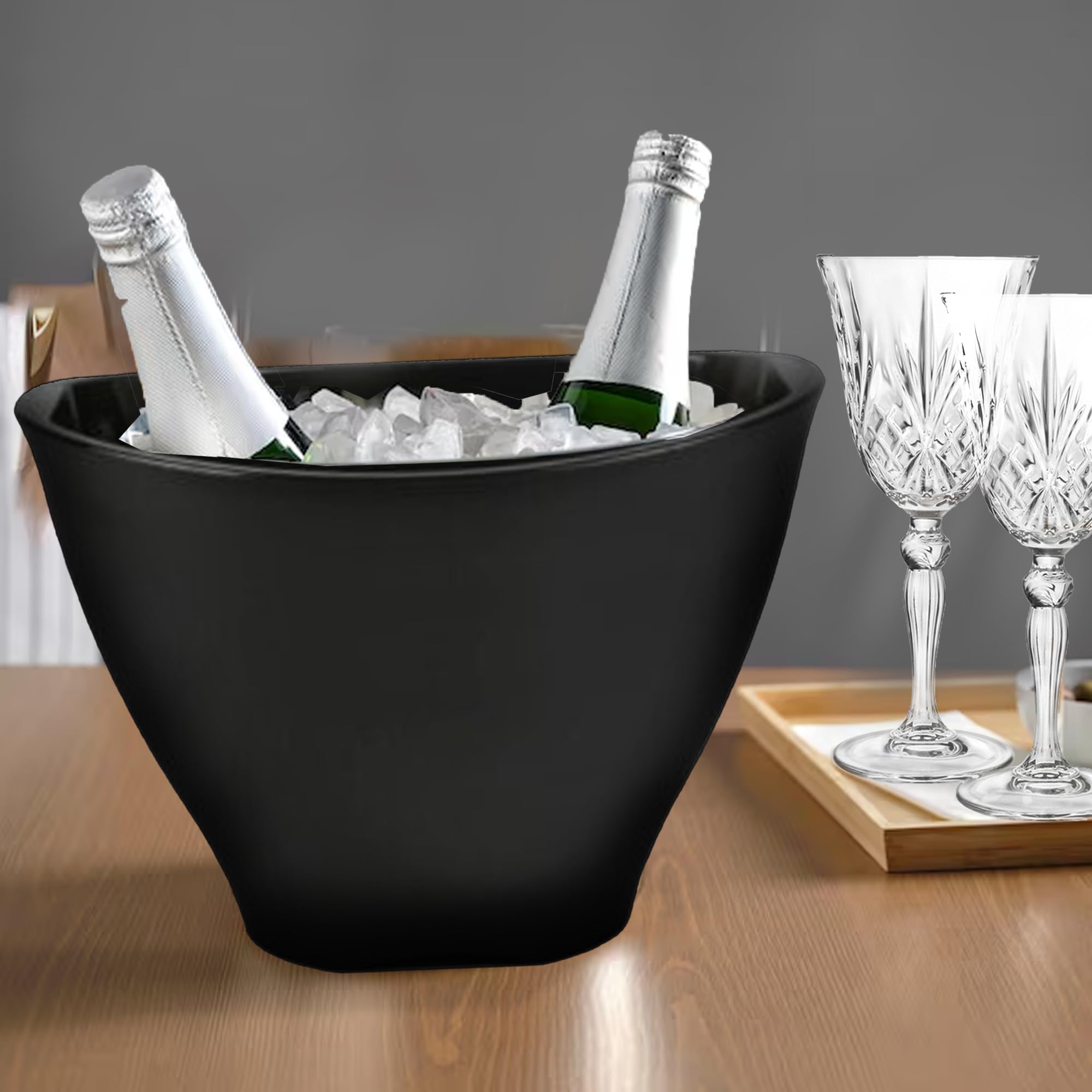 Sicignano - Juego de 6 copas de 27 cl, con 6 vasos de 34 cl, melodía para vino, agua, whisky, licores, cócteles, cristal ecológico, transparentes, resistentes, de regalo con cubo de champán blanco y 2
