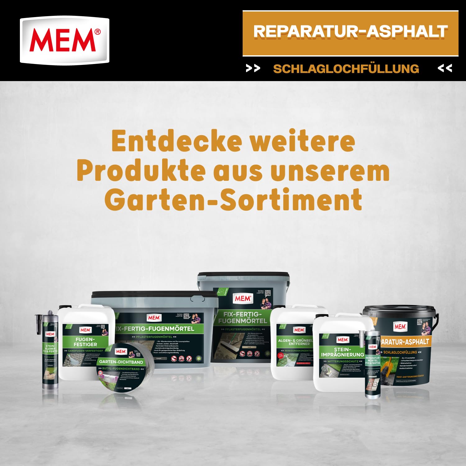 MEM Reparatur Asphalt 30836931 - Prodotto di riparazione per asfalto, elimina i danni alla strada, pronto all'uso, facile da lavorare, superfici utilizzabili immediatamente, per riempire buche, 10 kg