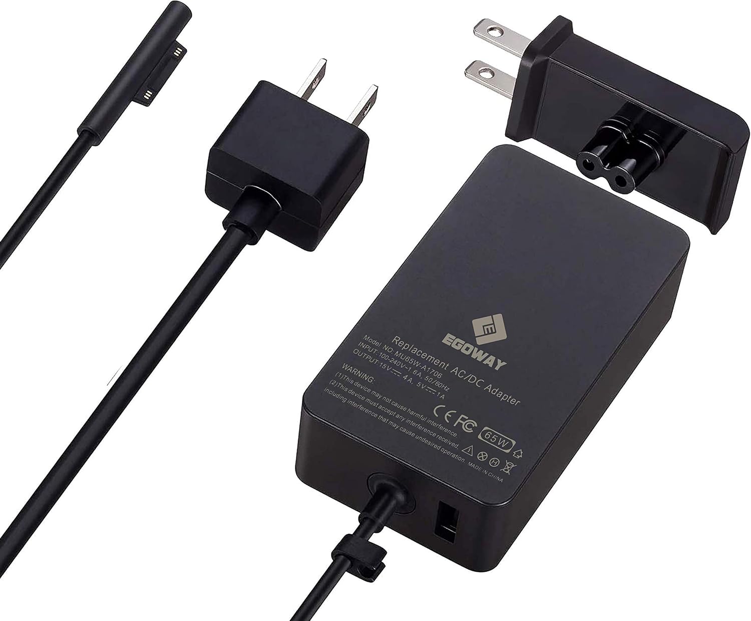 Tech Deals 🔥 Surface Pro Charger, E EGOWAY 65W 15V 4A AC Power Supply Adapter Compatible with Surface Pro X 8 7 6 5 4 3 Surface Laptop 4 3 2 1 Surface Book Surface Go with Wall Plug and 6ft Power Cord