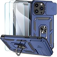 Vista 9 de SunStory Funda compatible con iPhone 15 Pro Max con protector de pantalla HD, cubierta de cámara deslizante y soporte de anillo giratorio