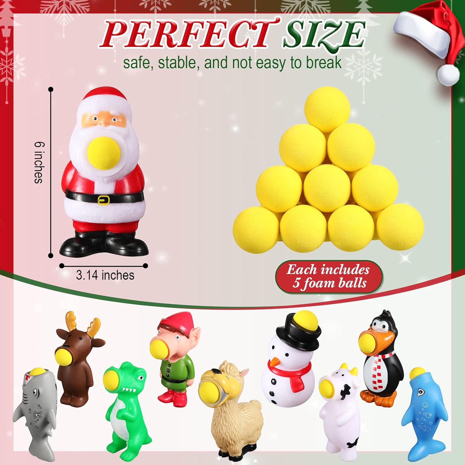Zubebe Christmas Toys Shooter Ball Foam Toy with Shoot Foam Balls Up to 20 Feet for Kids Outdoor Indoor Play Christmas Party Supplies