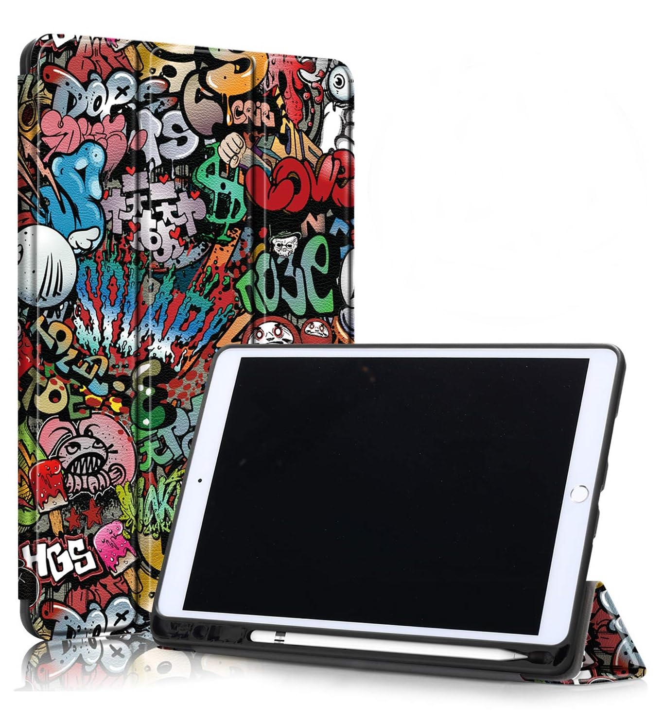 ProElite Cover for Apple iPad Air 3 10.5 inch Case Cover, Smart Flip Case Cover for Apple iPad Air 3/Pro 10.5″ with Pencil Holder and Flexible Back, Hippy