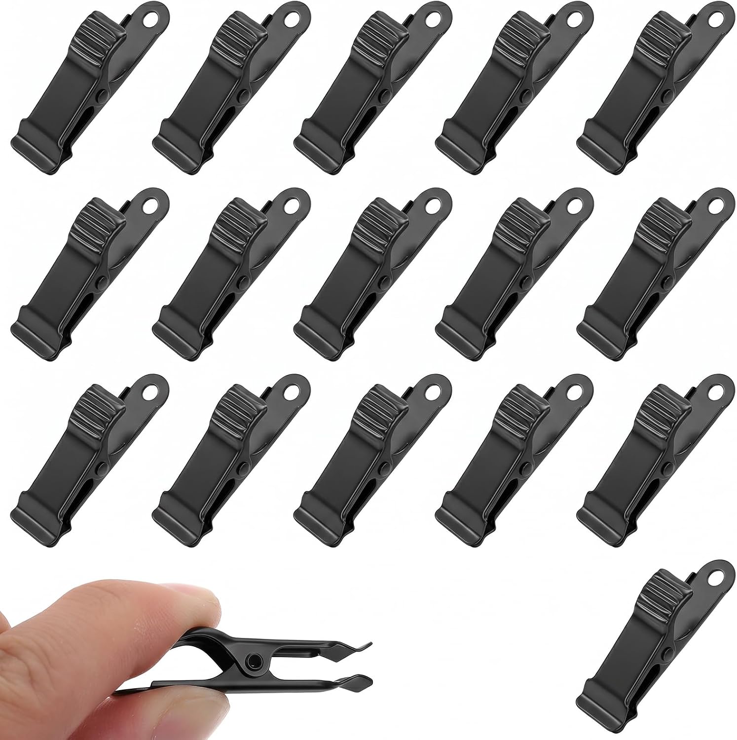 16 sztuk metalowych zacisków, 1,3 cm, metalowe, szerokie, małe zaciski sprężynowe, czarne zaciski krokodylkowe, do zasłon, antypoślizgowe mini spinacze do bielizny, do majsterkowania, papieru