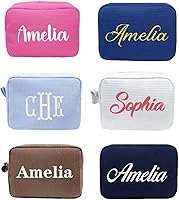 STELABUN Personalized Waffle Embroidered Cosmetic Bag - Custom Thickened Makeup Pouch, Travel Toiletry Case for Women, Bridesmaid Gifts