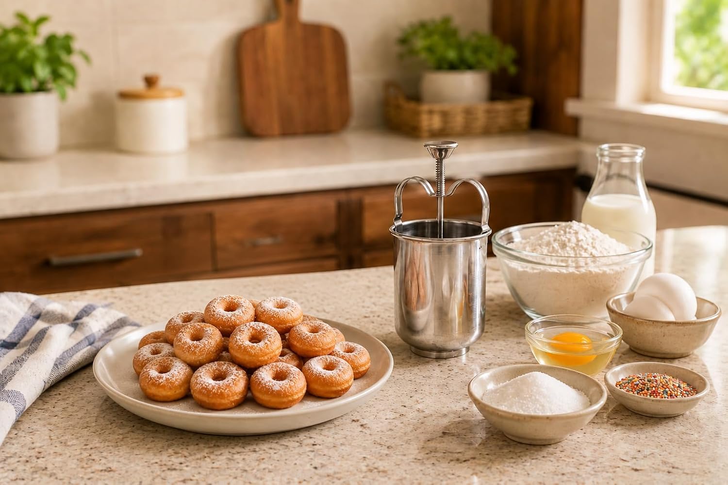 Stainless Steel Medhu Vada Maker Machine With Handle, South Indian Donut Batter Maker, Vadai Maker for Crispy Mendu Dosa Vada, Doughnut Dispenser Kitchen Press Appliance Tool for Homemade Snacks