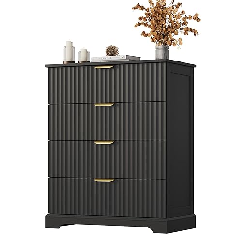 Fluted Dresser with 4 Drawers for Bedroom, 36.6" Tall Dresser