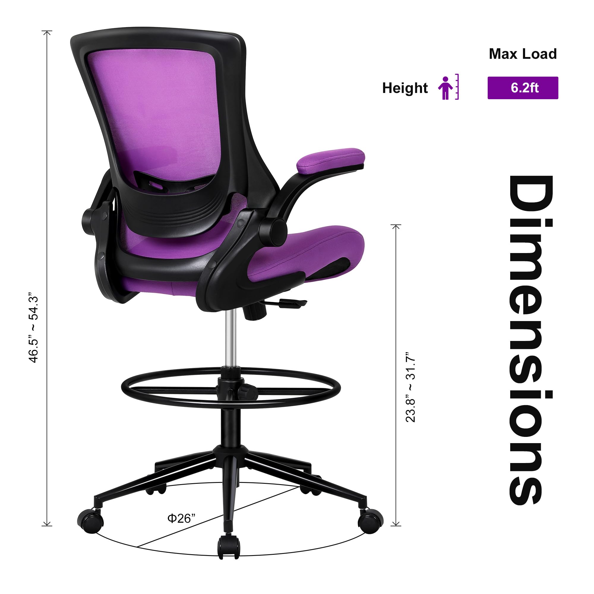 Amazon.com: Misolant Tall Office Chair, Drafting Chair for