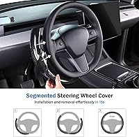 Vista 7 de Cubierta de volante para Tesla Model 3 (2017-2023) / Model Y (2020-2024), antideslizante, agarre cómodo, transpirable, personalizada para accesorios