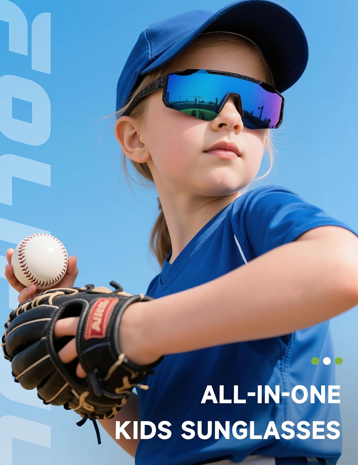 Kids Polarized Baseball Sunglasses - Youth Softball Cycling Sports Sunglasses for Boys Girls Ages 3-12 UV Protection