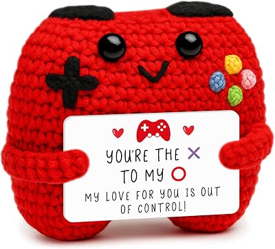 Handmade Crochet Game Controller Gifts, Romantic Gift for Couples, Birthday Gift for Him Her, Couple Anniversary, Valentine’s Day Gift for Husband or Wife, Fun Gaming Room Desk Décor