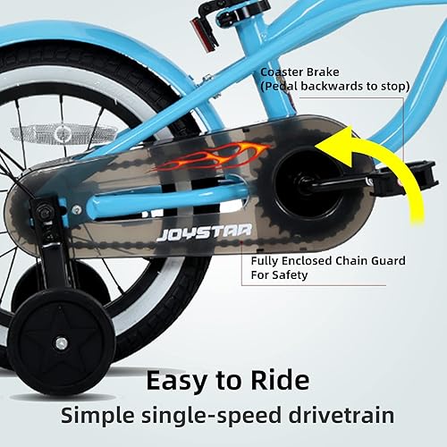 Miniatura 4 de JOYSTAR 12" 14" 16" Kids Cruiser Bike for Ages 2-7 Years Old Girls & Boys, Kids Bike with Training Wheels & Coaster Brake, Single Speed Cruiser