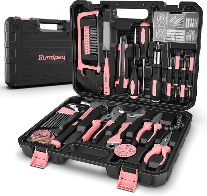 Cassetta Attrezzi Completa 148-PCS Set Attrezzi Lavoro - Fai da te Meccanica Strumenti - Valigia Utensili Portatile Sundpey con Cacciaviti Cricchetto Pinze Riparazioni Quotidiane Casa Ufficio Rose